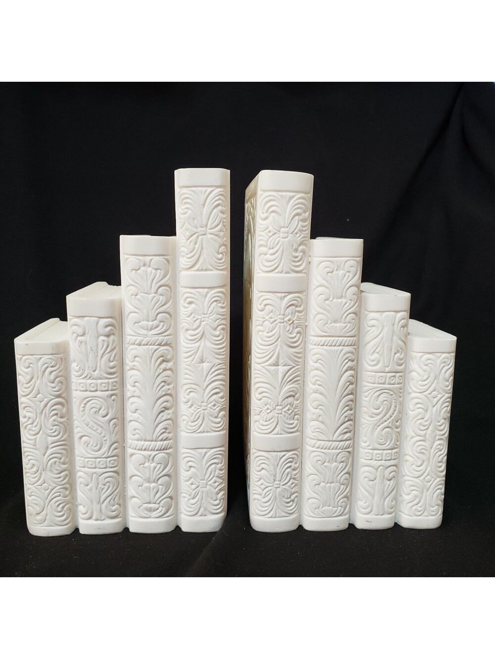 A. Gianelli Bookends Italy Golden Crown E&R Book 1976 Resin QTY 2 White Embossed